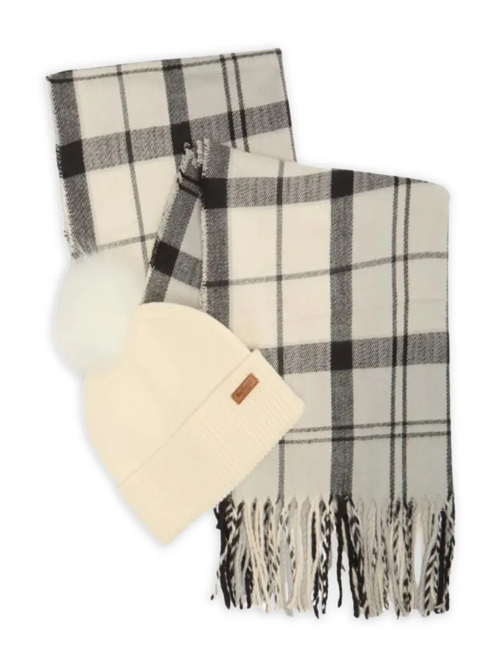 Barbour checked fringe-detail scarf set | Neutrals | Image 1