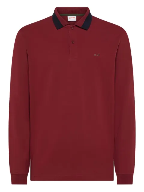 Sun68 elbow patch long-sleeve polo shirt