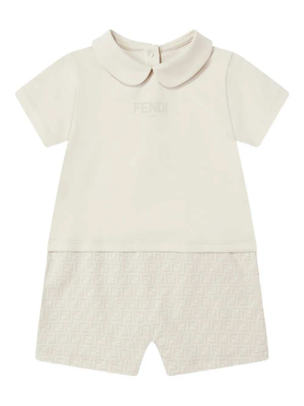 Fendi Kids Babypakje met Peter Pan kraag en FF-patroon Beige