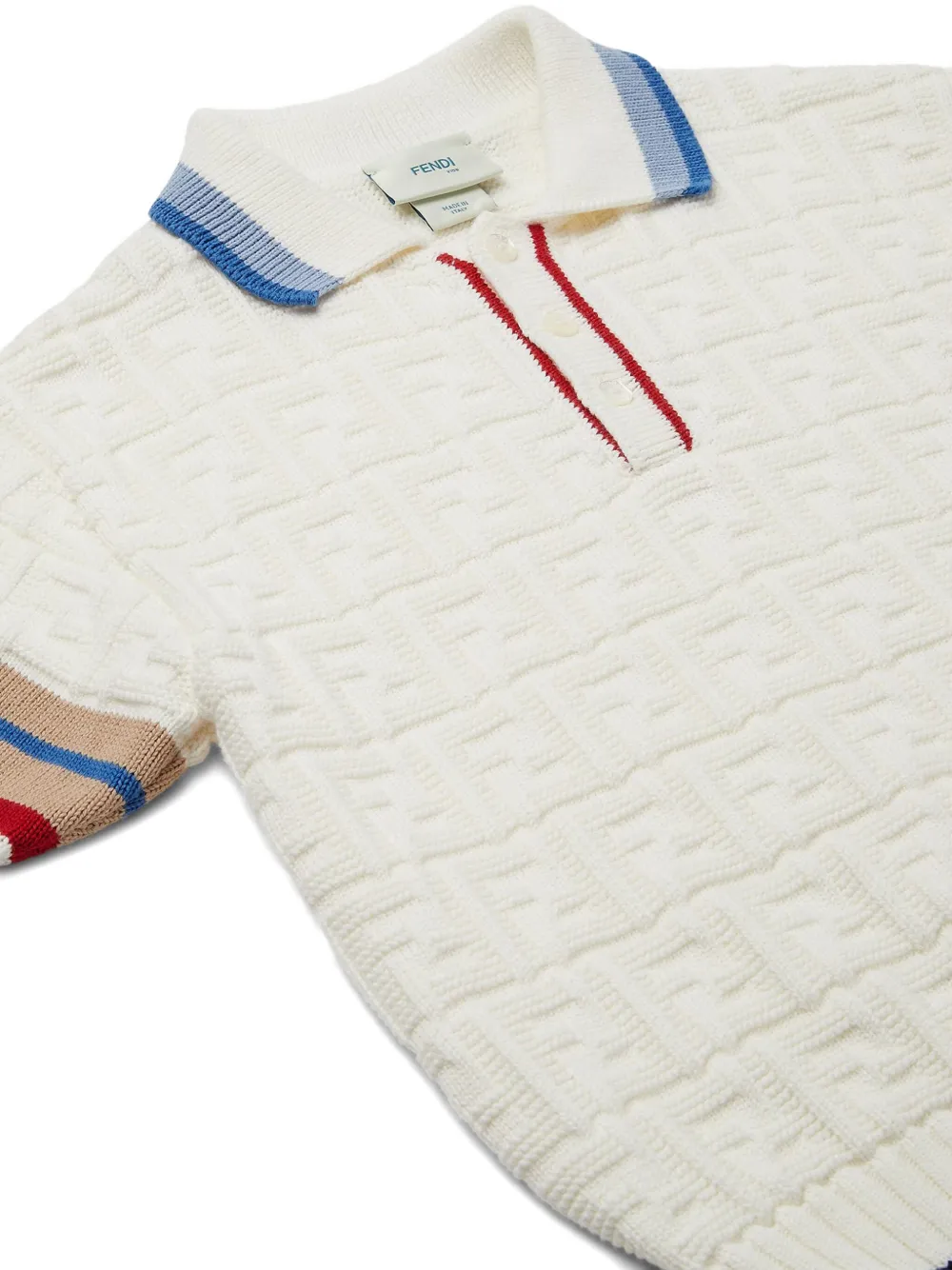 Fendi Kids Gebreid poloshirt met textuur Wit