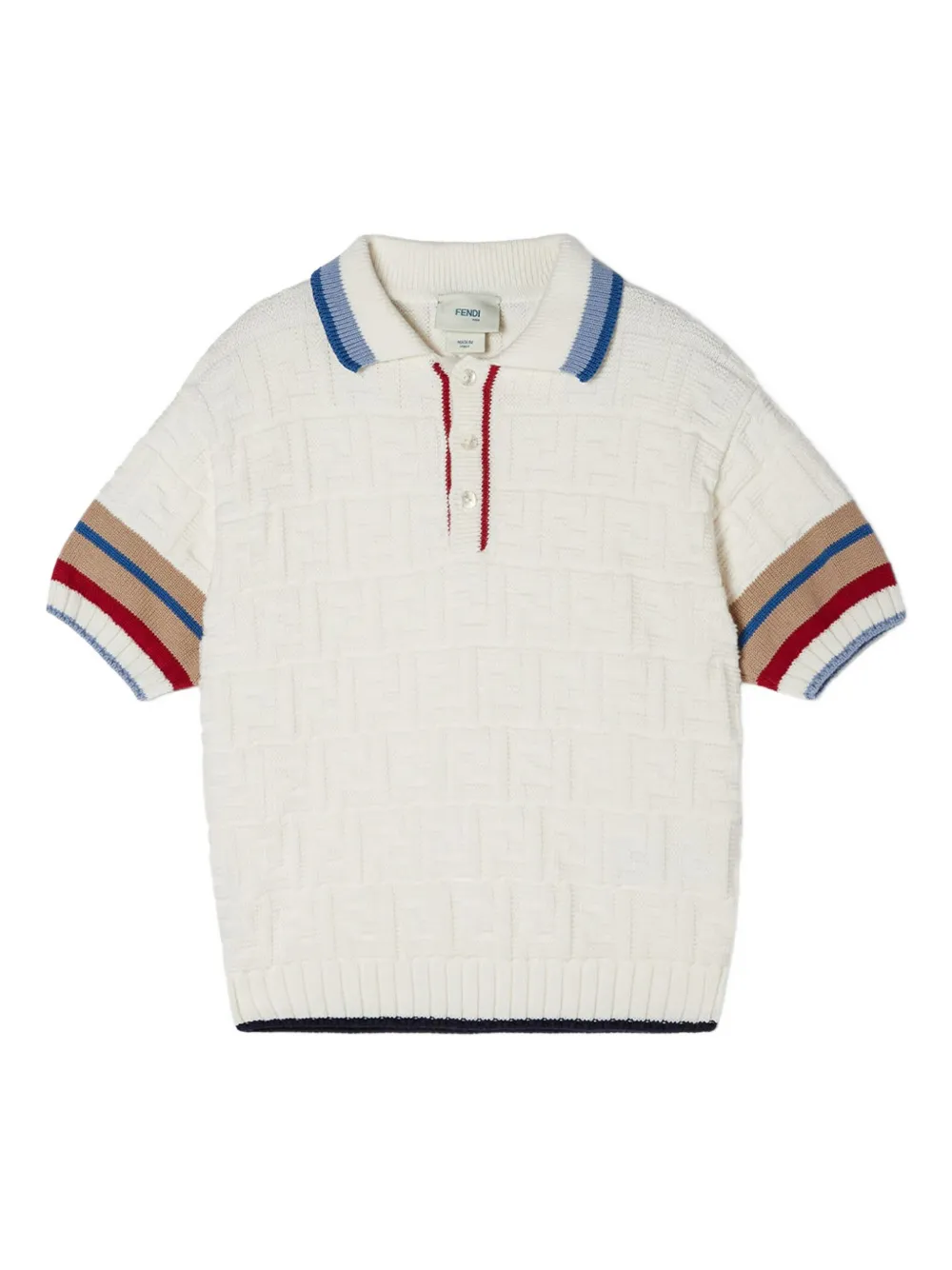 Fendi Kids textured-knit polo shirt | White | Image 1