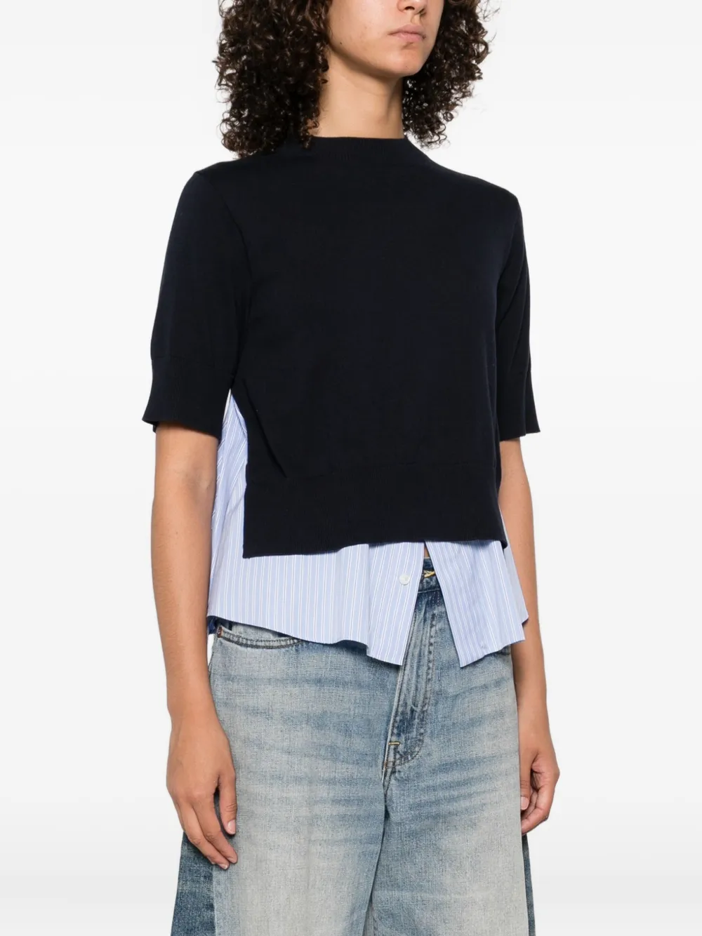 sacai short-sleeve layered T-shirt Blauw