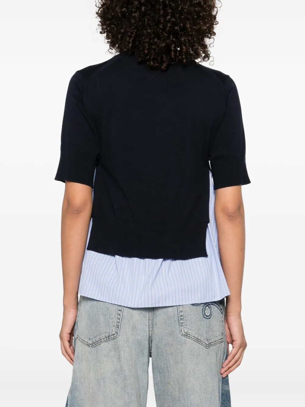 sacai short-sleeve layered T-shirt Blauw