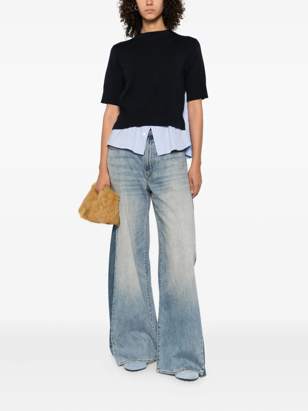 sacai short-sleeve layered T-shirt Blauw