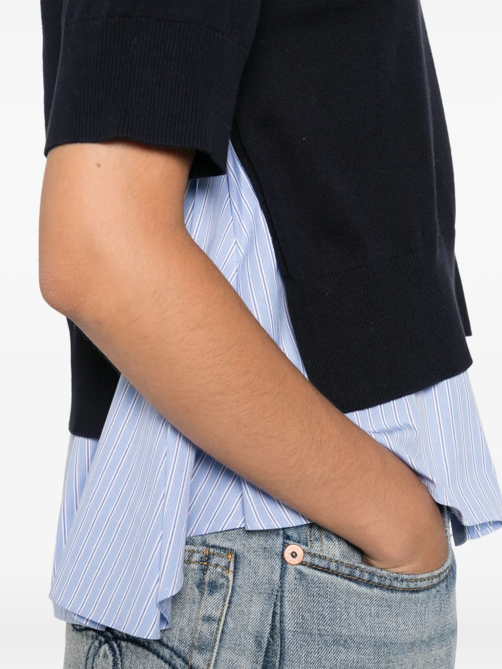 sacai short-sleeve layered T-shirt Blauw