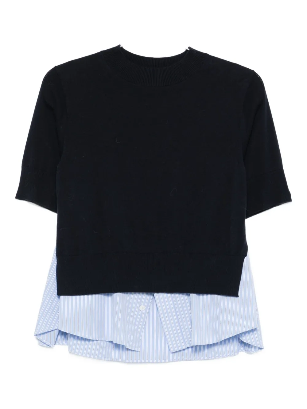 Sacai Short-sleeve Layered T-shirt In Black