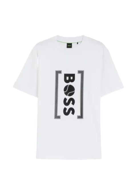BOSS interlock-cotton T-shirt with mesh-print artwork