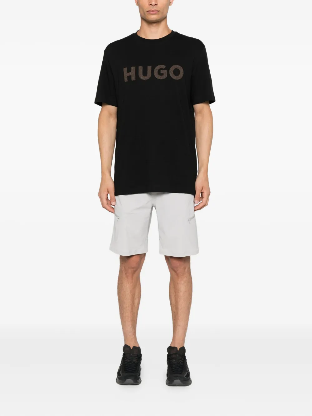 HUGO T-shirt met logoprint - Zwart
