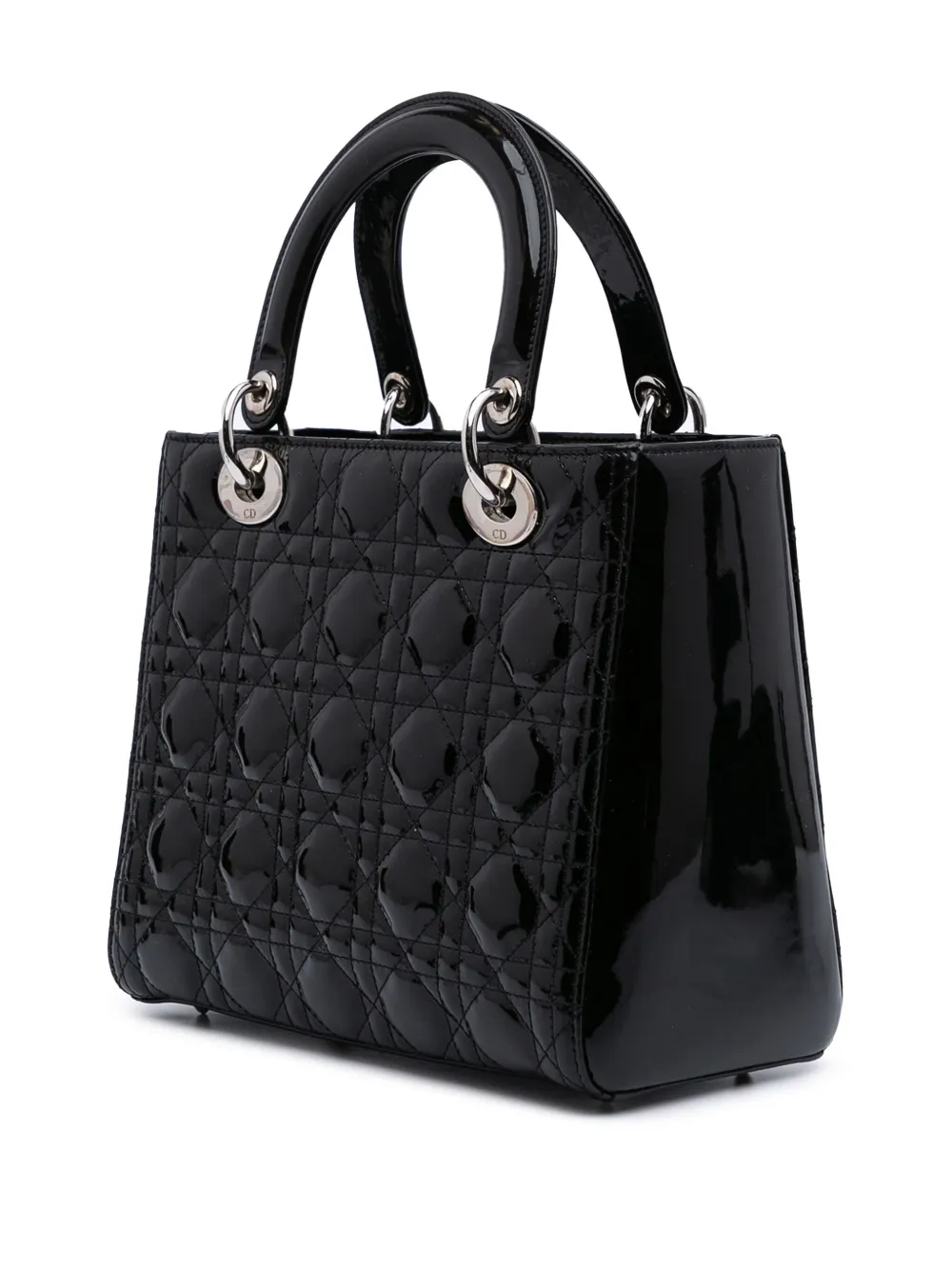 美品・ヴィンテージ【Dior】2013 カナージュ サッチェルバッグ Christian Dior Pre-Owned 2013 ミディアム パテント カナージュ