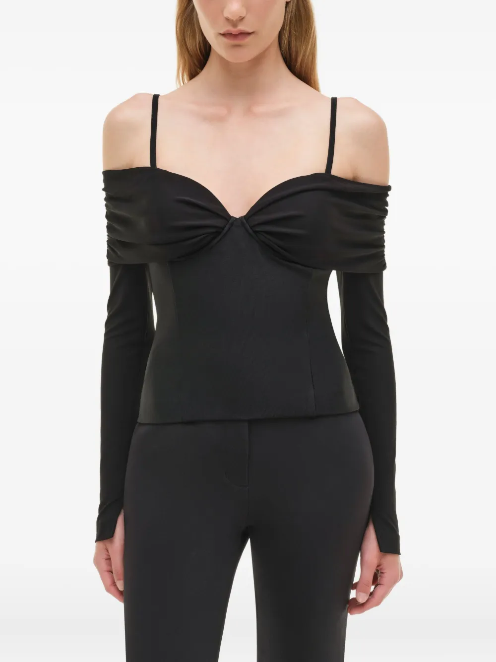Simkhai Draped Off-shoulder Top In Black