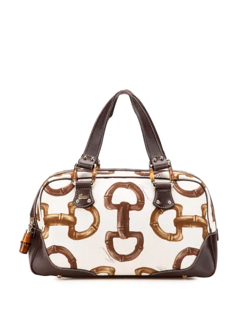 Gucci Pre-Owned 2000-2015 Printed Canvas Bamboo Horsebit handbag