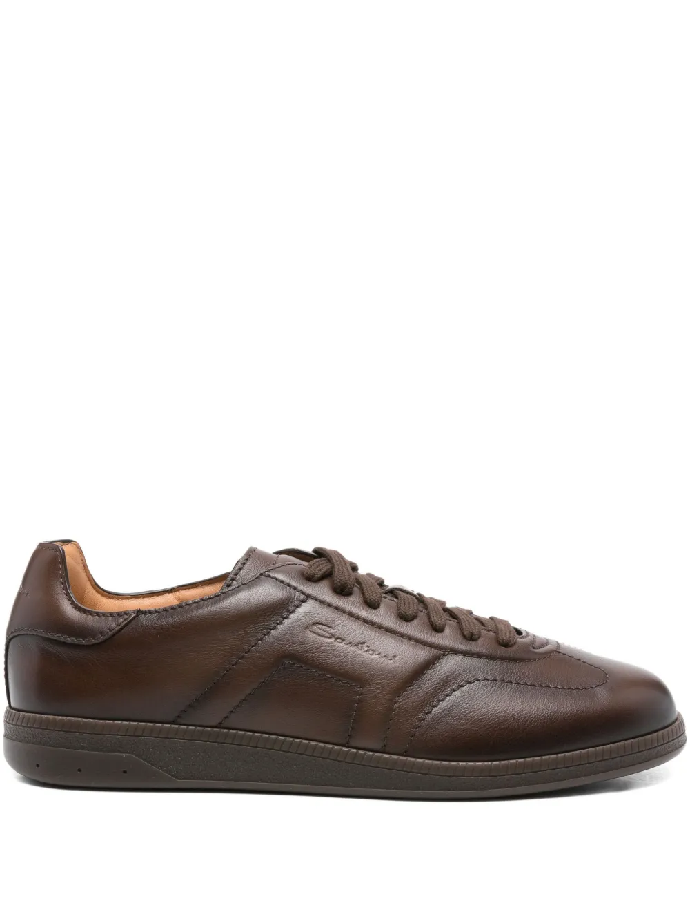 Santoni Oly leather lace-up sneakers Brown