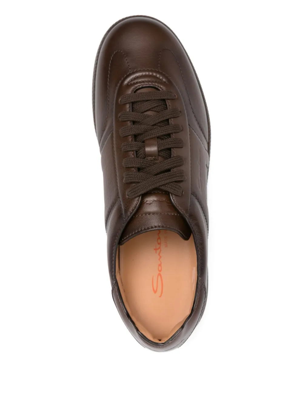 Santoni Oly leather lace-up sneakers Brown