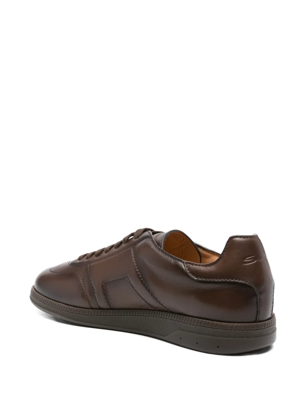 Santoni Oly leather lace-up sneakers Brown