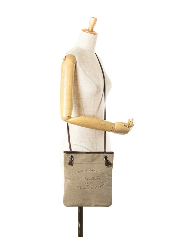Prada Pre-Owned 2013-2025 Canvas Canapa Logo Crossbody Bag | Brown
