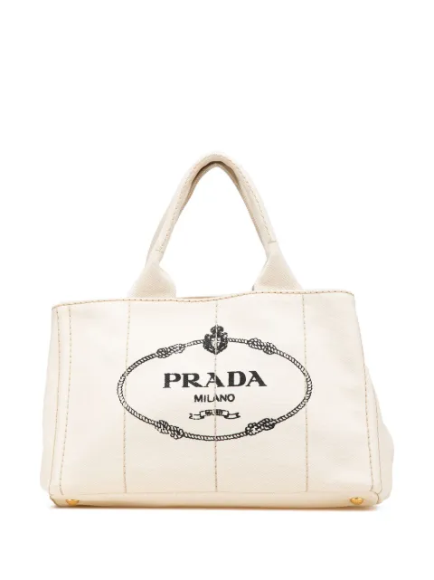 Prada Pre-Owned 2013-2025 캔버스 카나파 로고 사첼 백