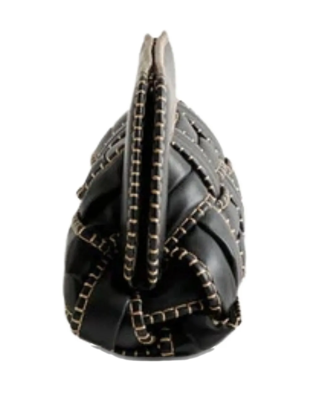 Themoirè Stitched Clutch Bag In Black