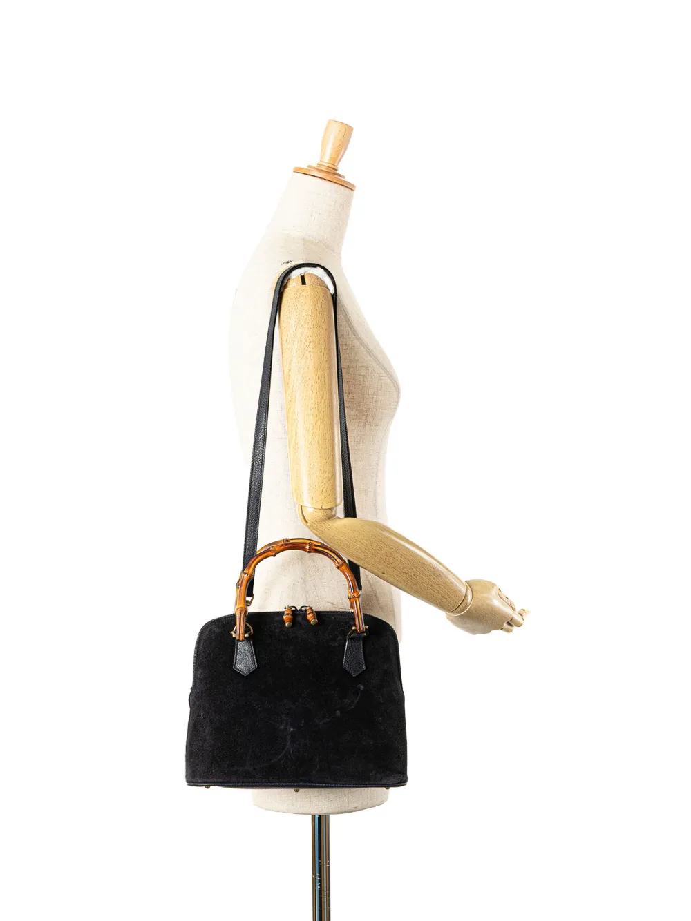 Gucci Pre-Owned 20th Century Suede Bamboo Dome satchel | Pre-Owned | Image 2