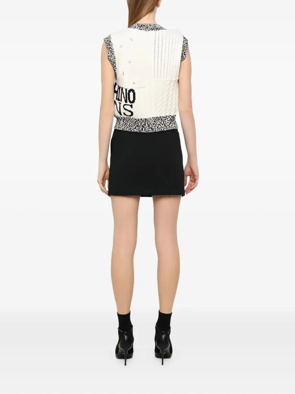 Moschino Cable Knit V-neck Vest In Neutral