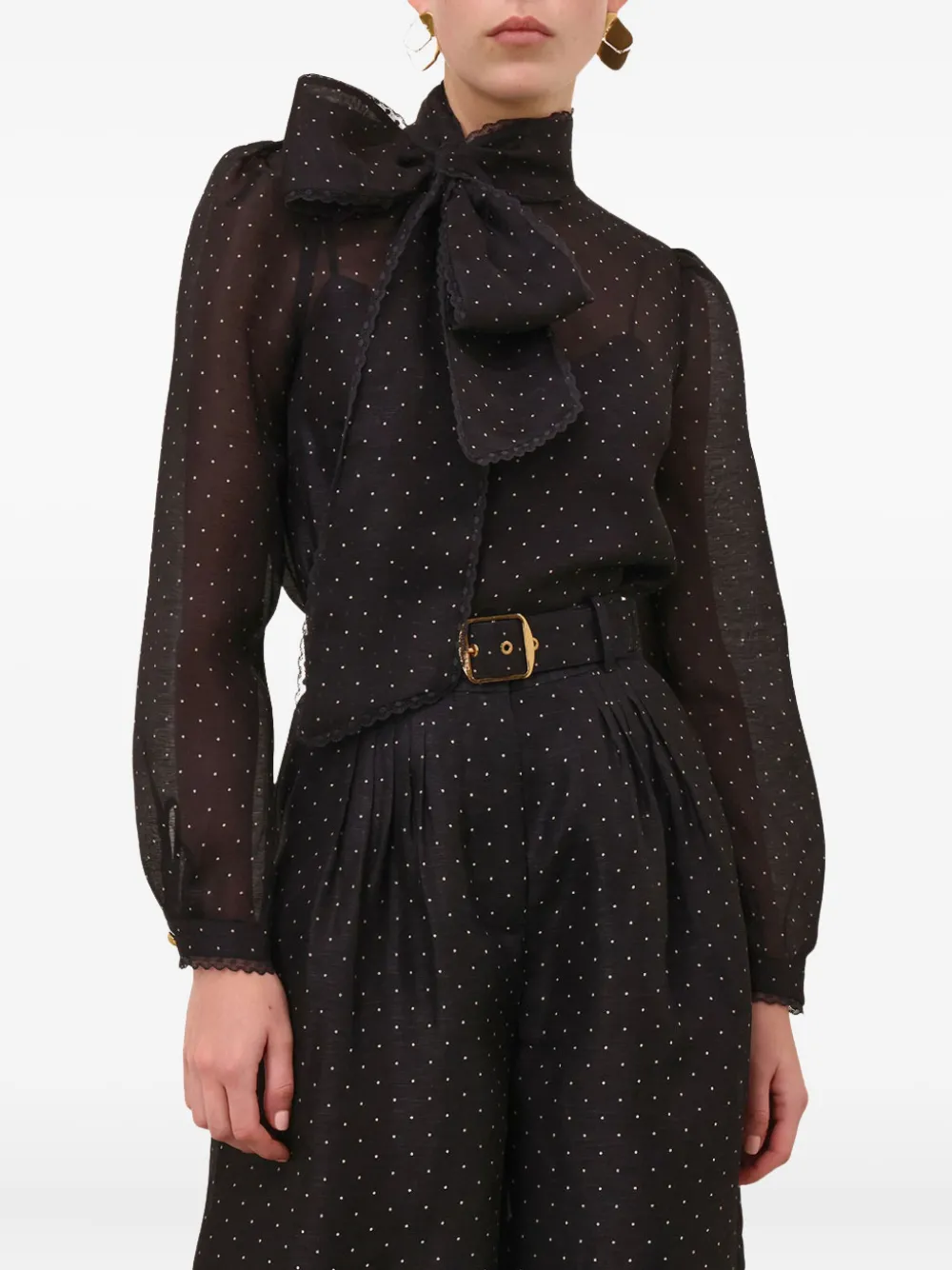 Zimmermann Bow Polka-dot Blouse In Black