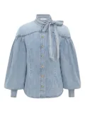 ZIMMERMANN balloon-sleeve tie-neck shirt - Blue