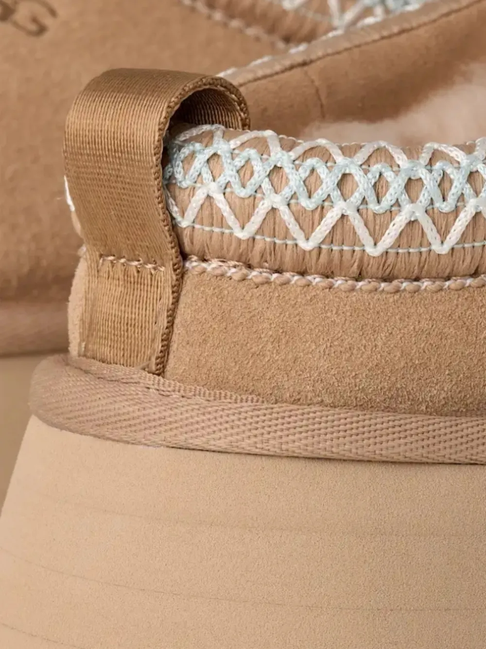 UGG Tasman II platform-sole braided-trim slippers Neutrals