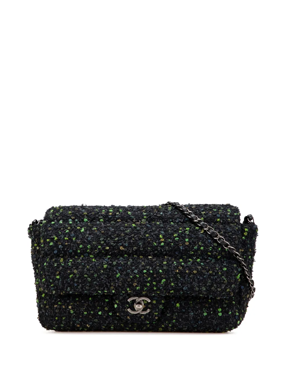 CHANEL Pre-Owned 2018-2019 CC Tweed Flap shoulder bag - ブラック CHANEL Pre-Owned 2018-2019 CC Tweed Flap shoulder bag - ブラック