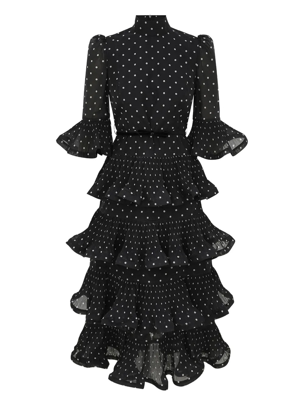 ZIMMERMANN polka-dot tiered ruffle midi dress | Black | Image 1