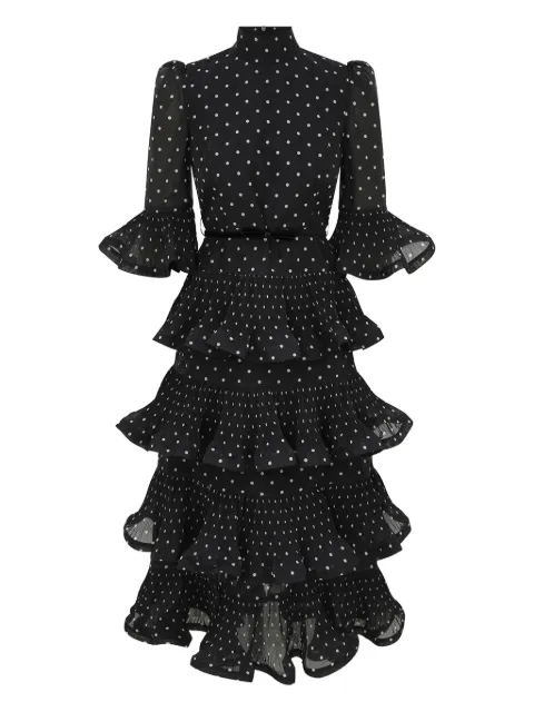 ZIMMERMANN polka-dot tiered ruffle midi dress