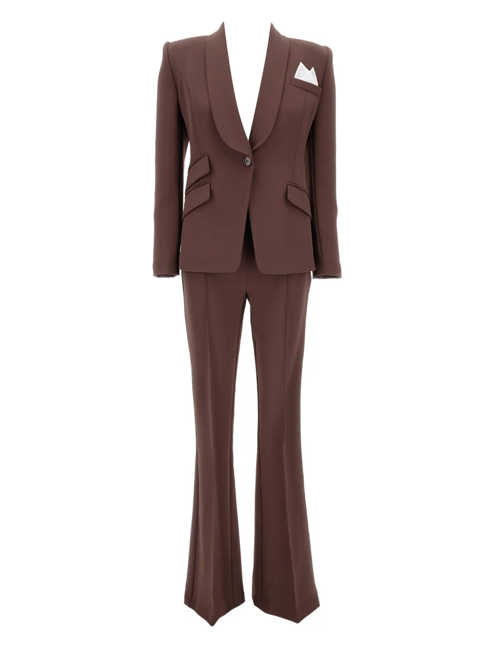 Elisabetta Franchi shawl-collar flared trousers suit Bruin