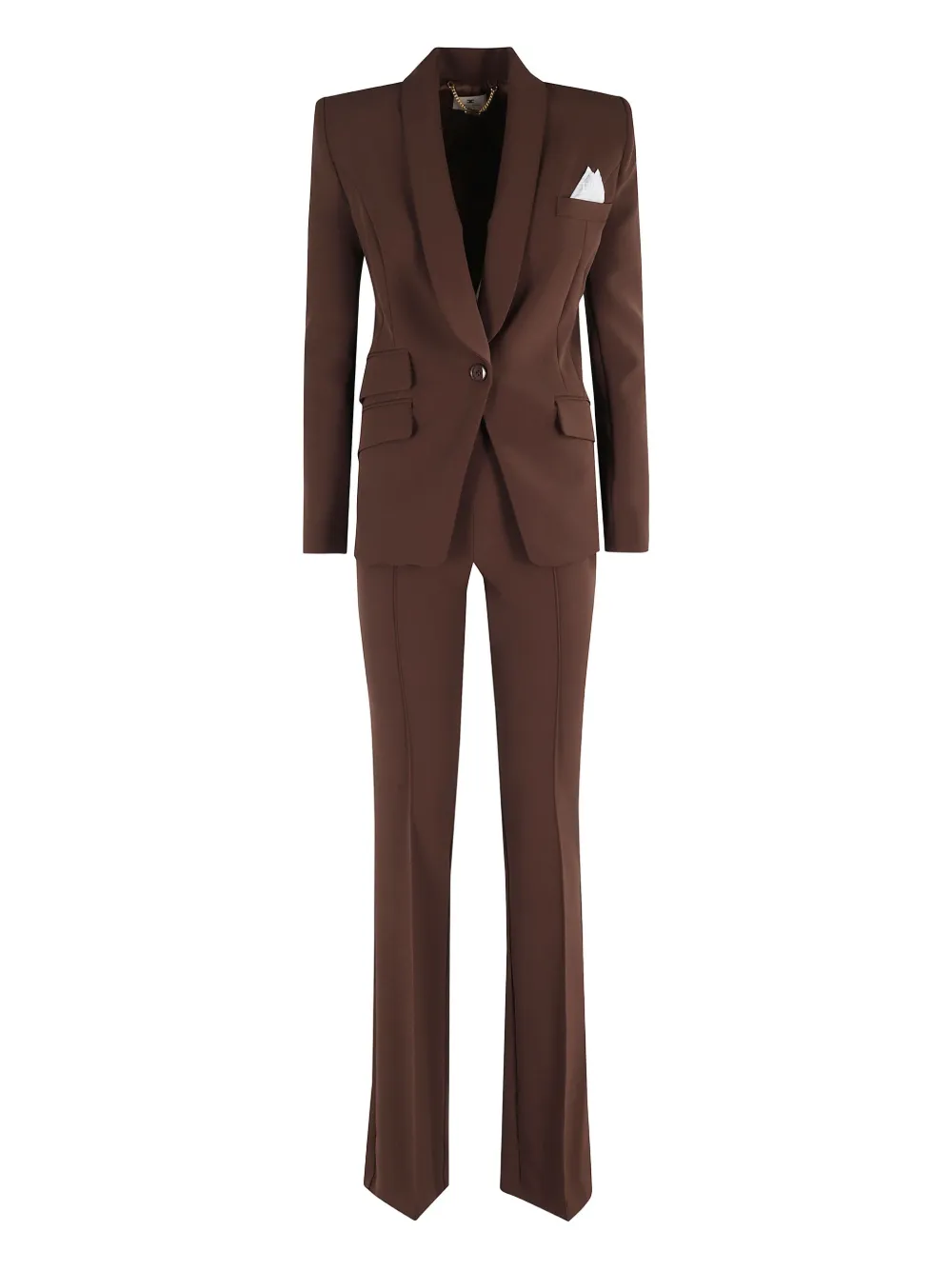 Elisabetta Franchi shawl-collar flared trousers suit | Brown | Image 1