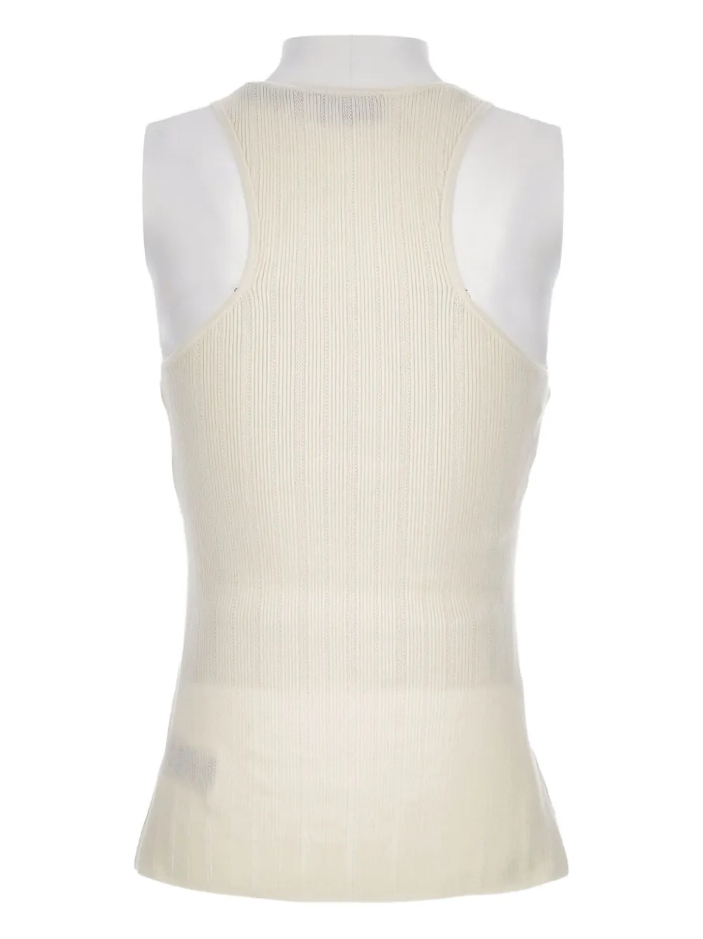 Elisabetta Franchi Chain-straps Ribbed Top In Neutral