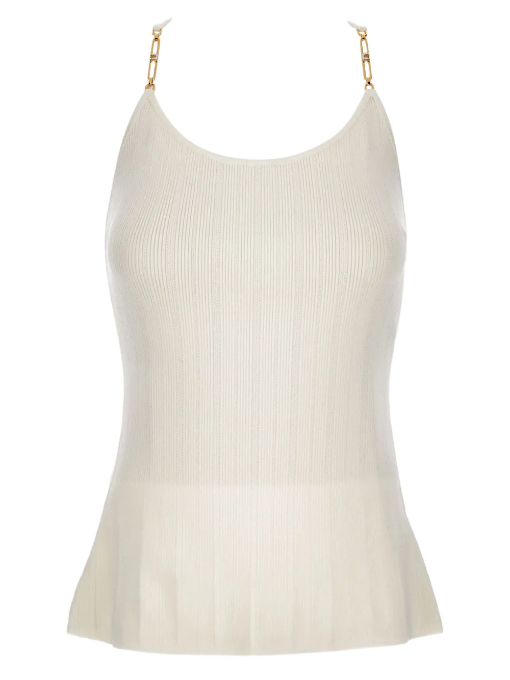 Elisabetta Franchi chain-straps ribbed top | Neutrals | Image 1