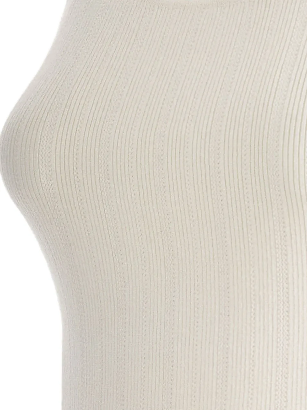 Elisabetta Franchi Geribbelde top met kettingbandjes Beige