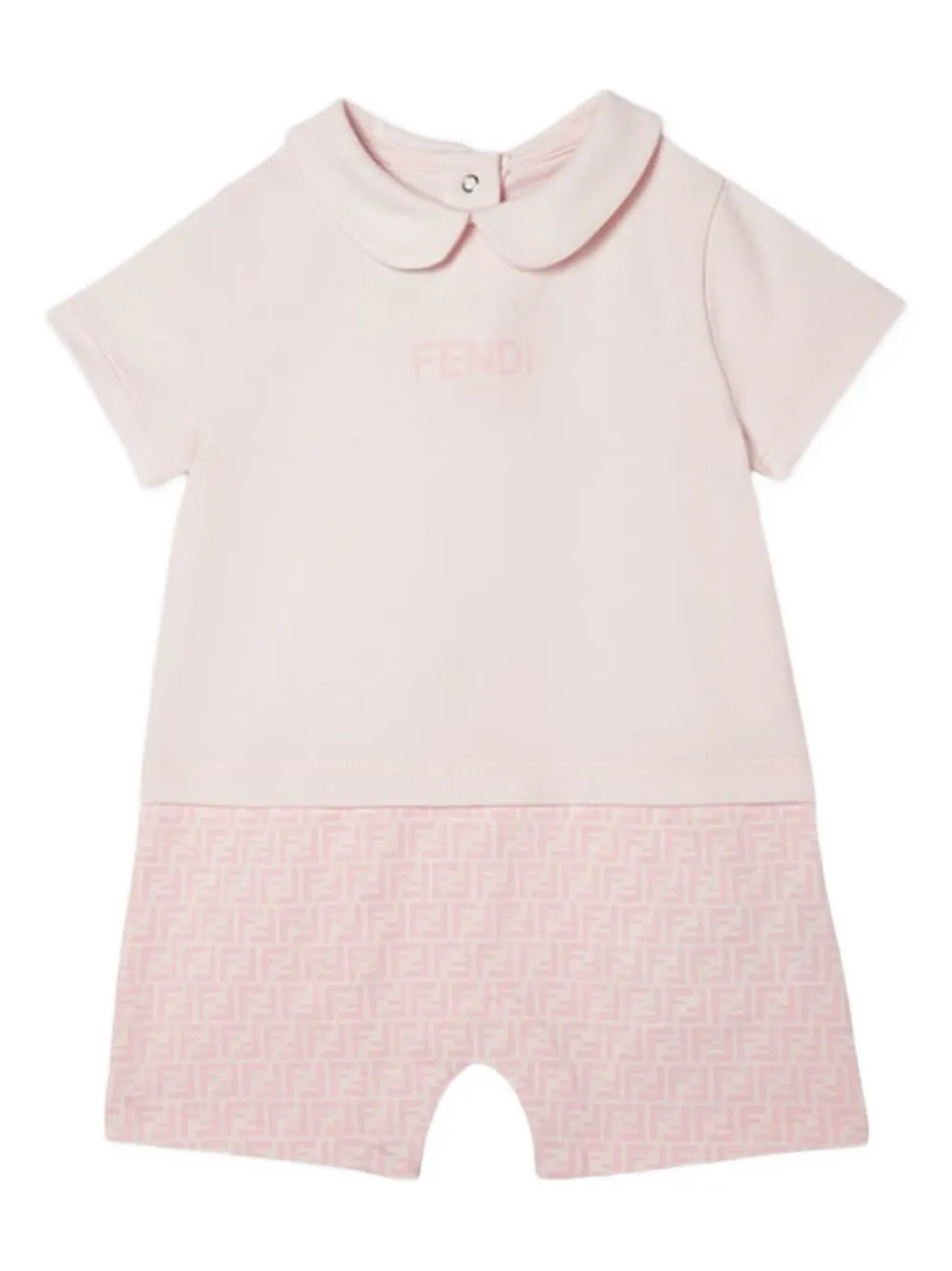 Fendi Kids round-collar FF logo romper | Pink | Image 1