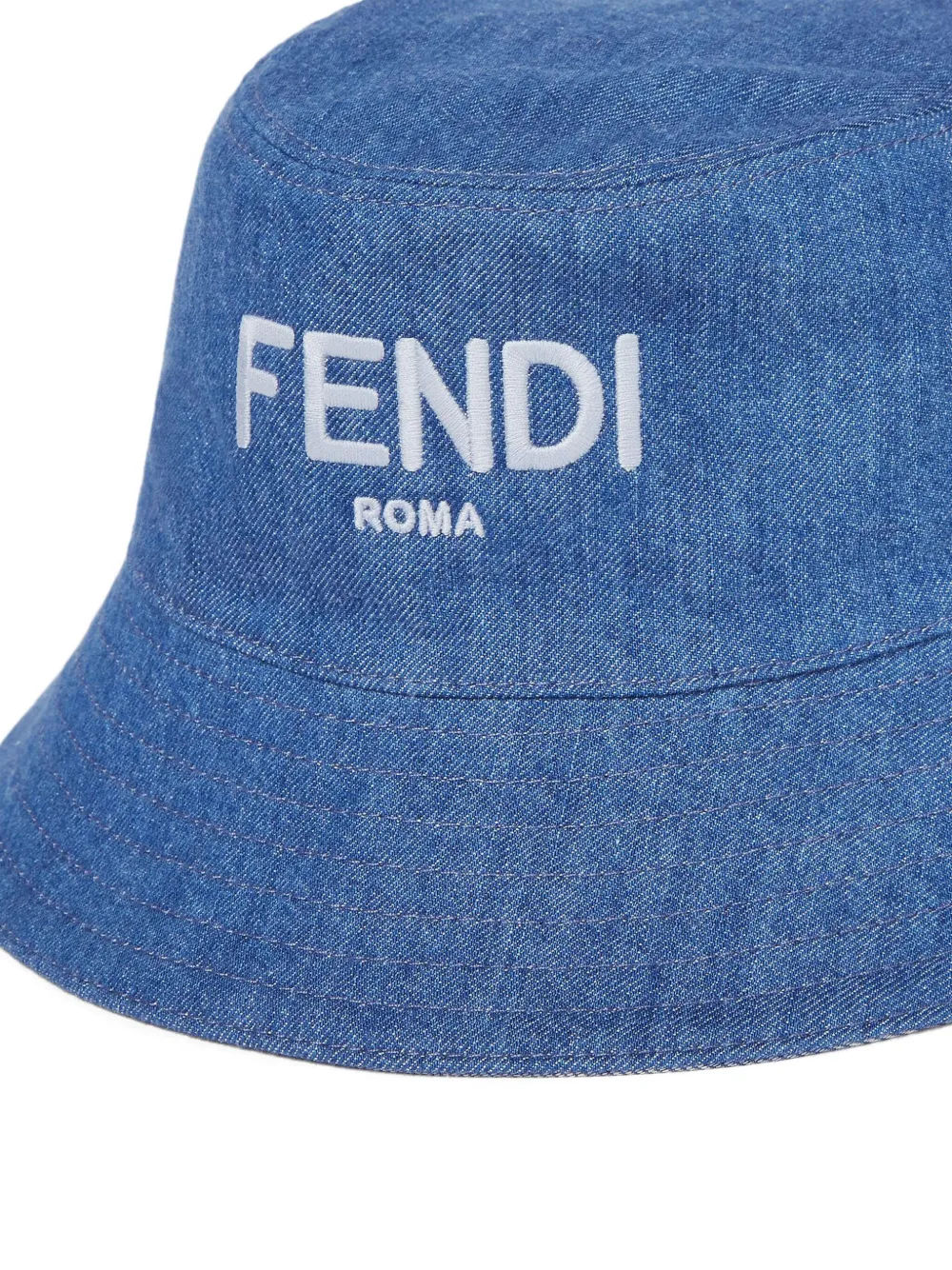 Fendi Kids denim FF-pattern bucket hat Blauw