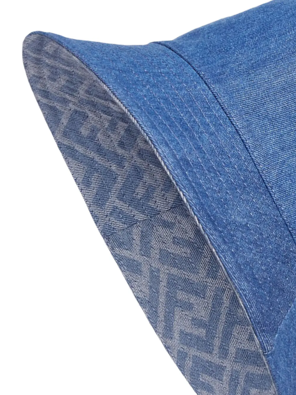 Fendi Kids denim FF-pattern bucket hat Blauw