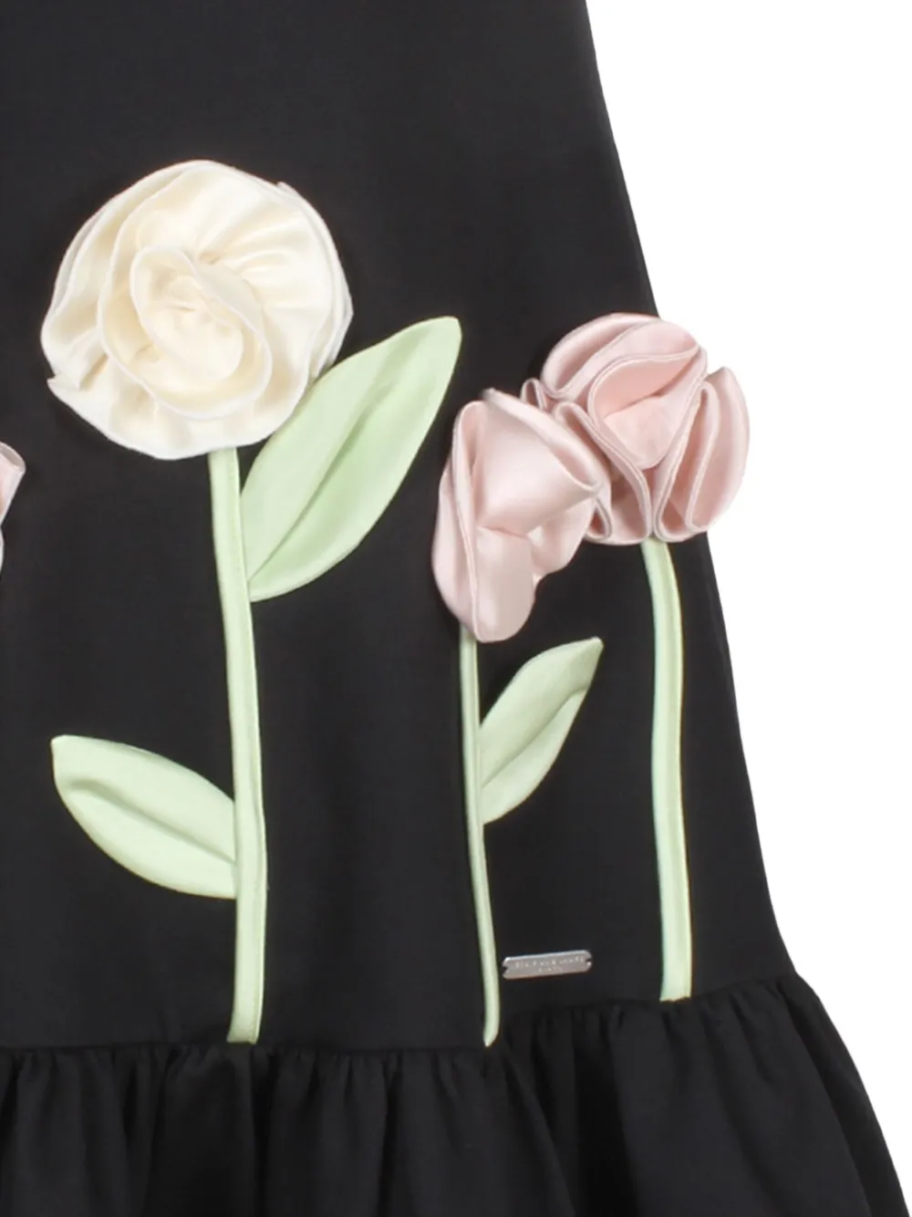 JESSIE AND JAMES KIDS silk-flower ruffled mini dress Zwart