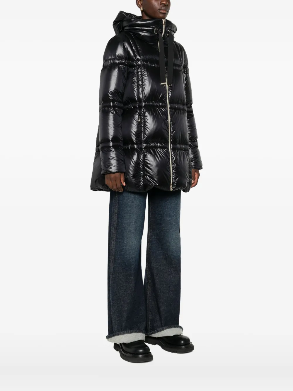 Herno Hooded Padded Coat In Black