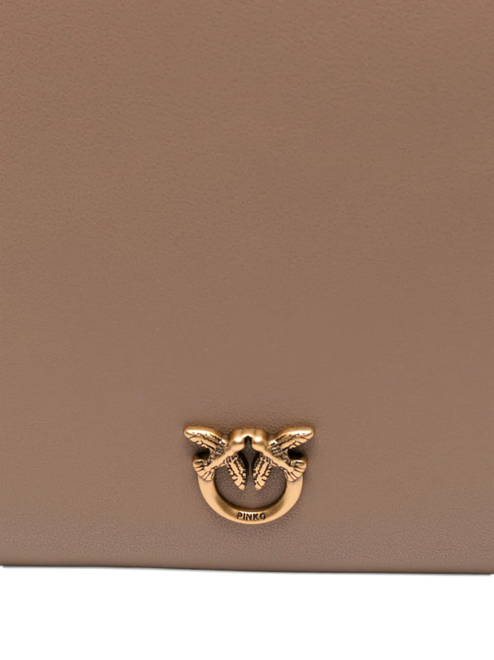 PINKO mini Flat leather cross body bag Beige
