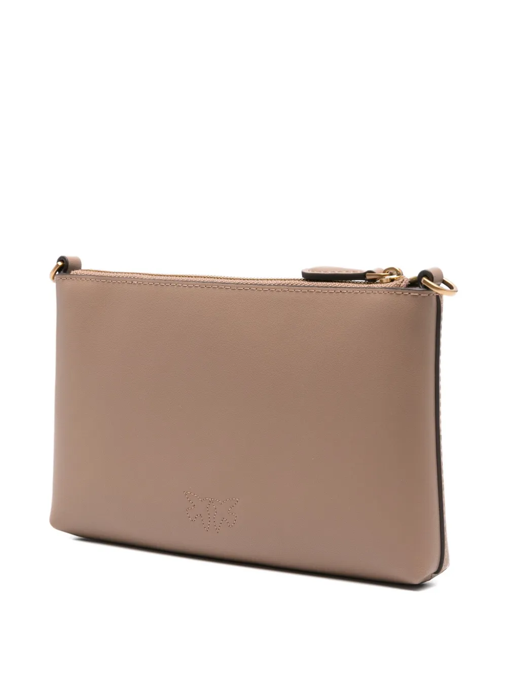 PINKO mini Flat leather cross body bag Beige