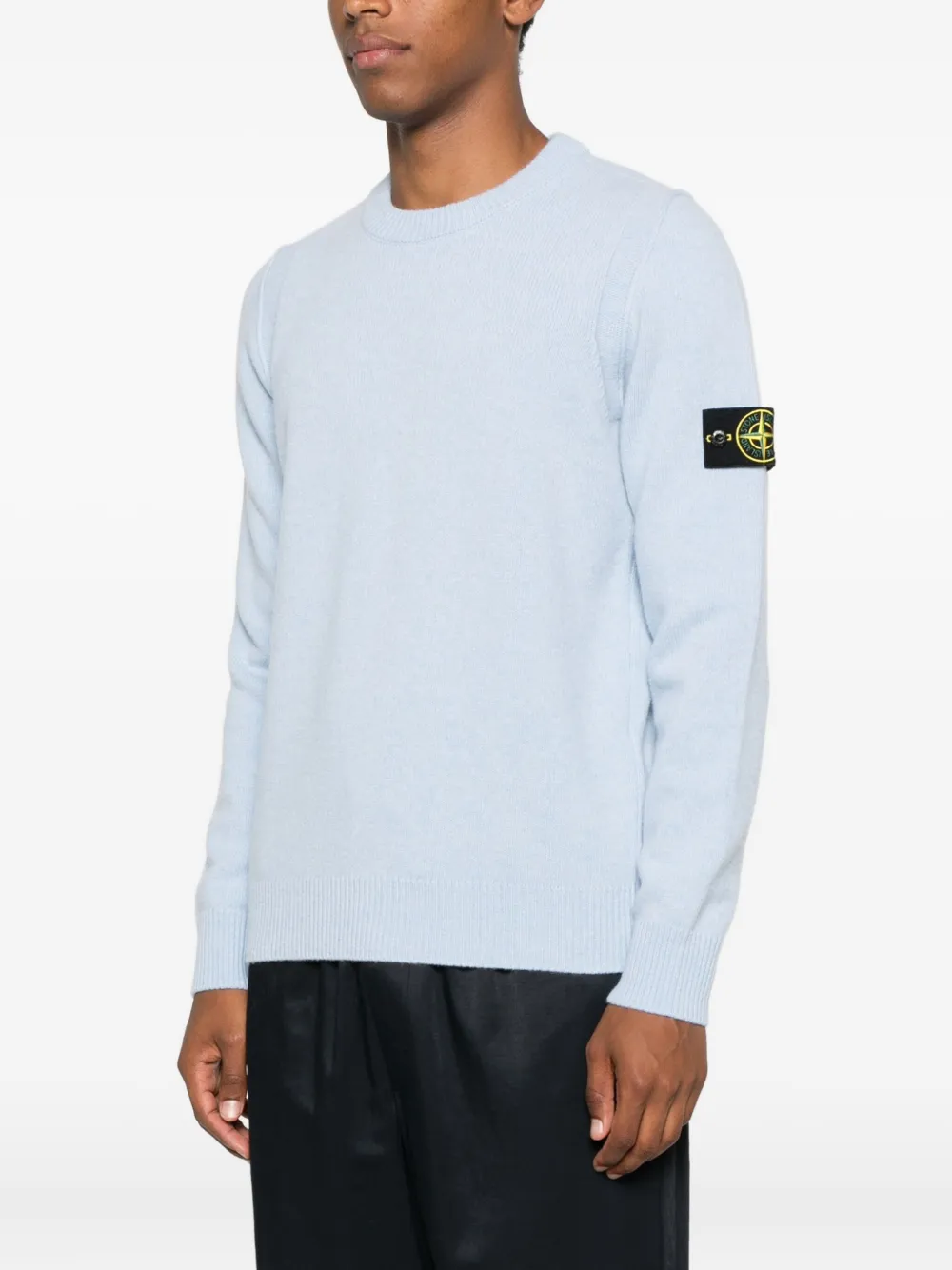 Stone Island Compass-motif wool-blend sweater Blauw