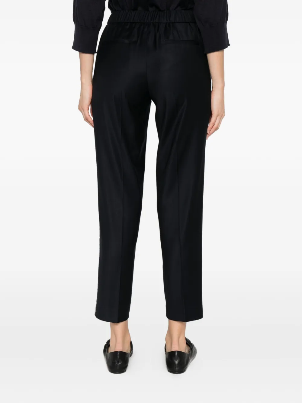 Peserico elastic-waistband side-stripe trousers Blauw