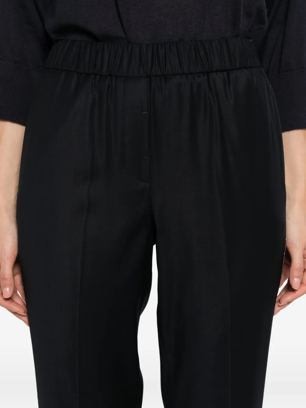 Peserico elastic-waistband side-stripe trousers Blauw