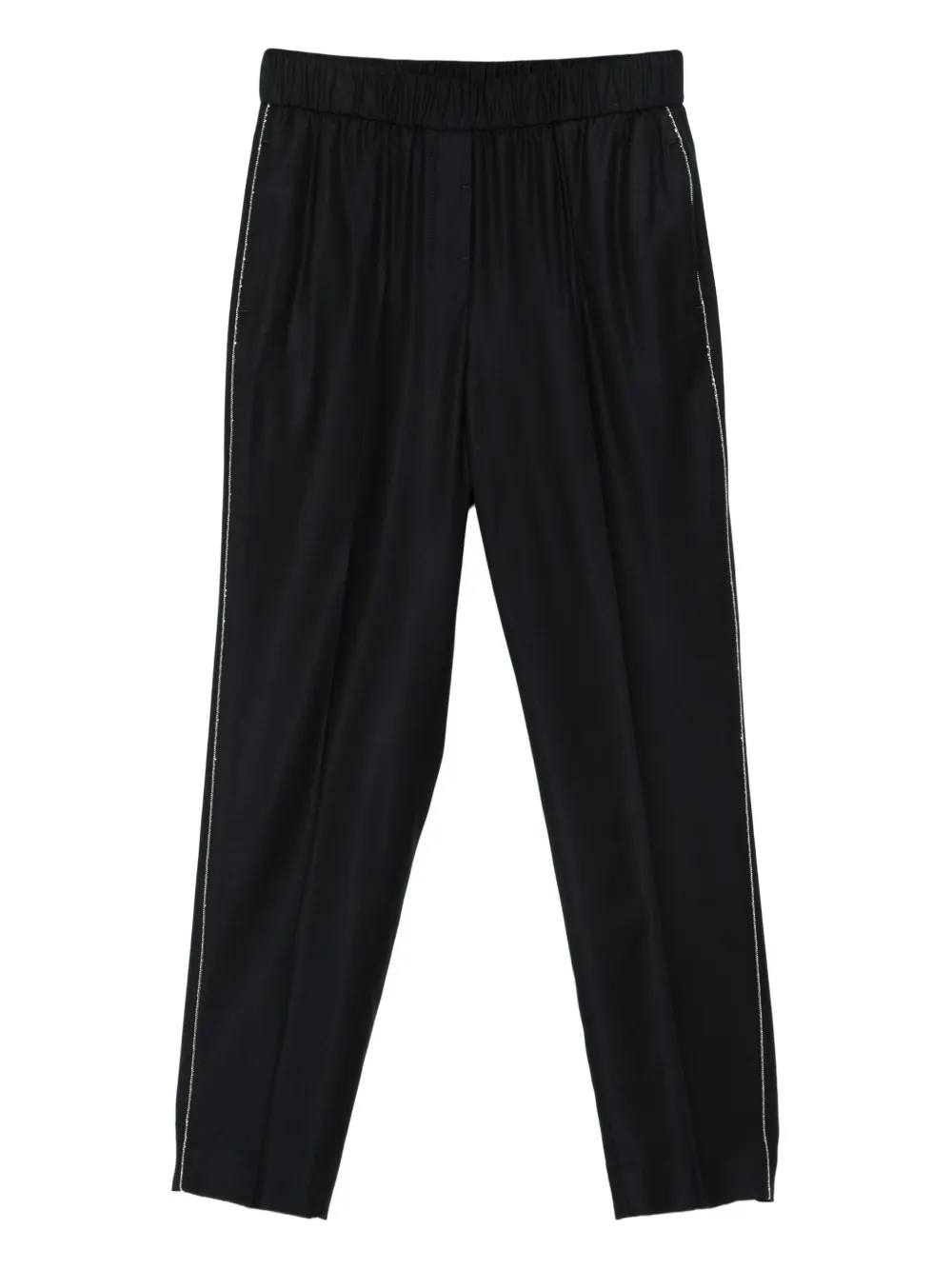 Peserico elastic-waistband side-stripe trousers Blauw