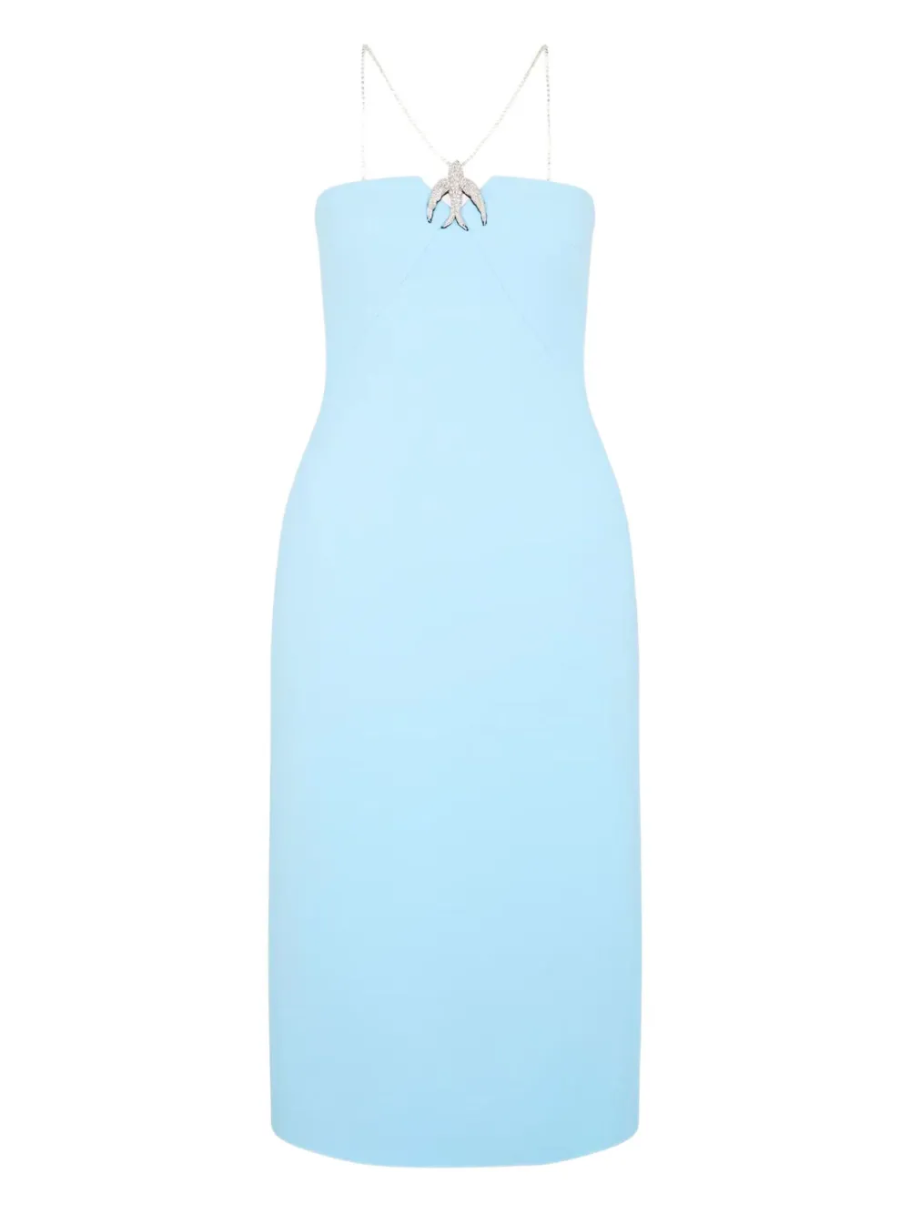 crystal-chain swallow midi dress