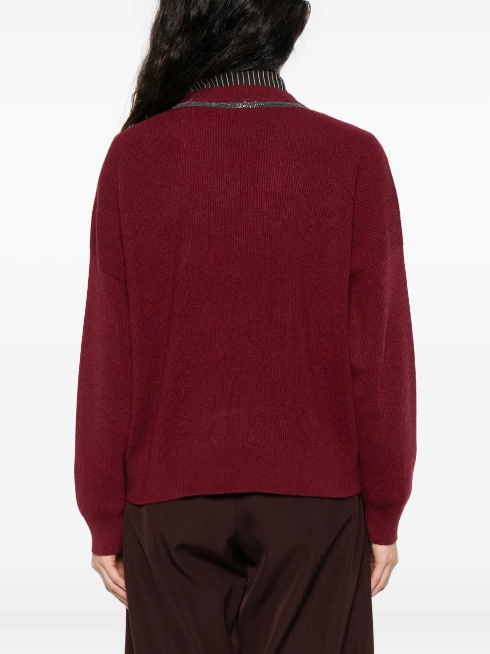 Brunello Cucinelli V-neck Sweater In Burgundy