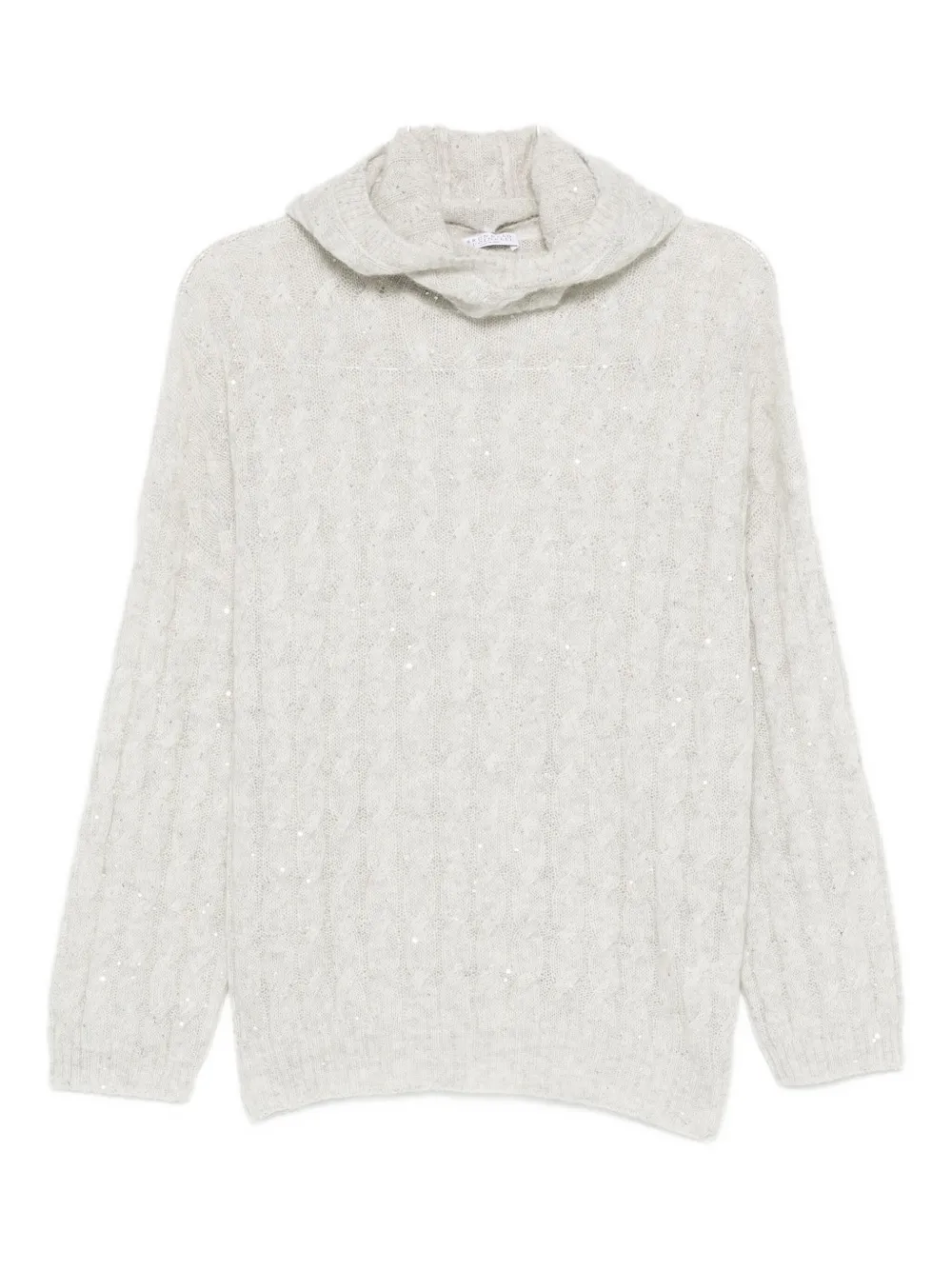 Brunello Cucinelli Cable-knit Sequin-embellished Sweater In Gray