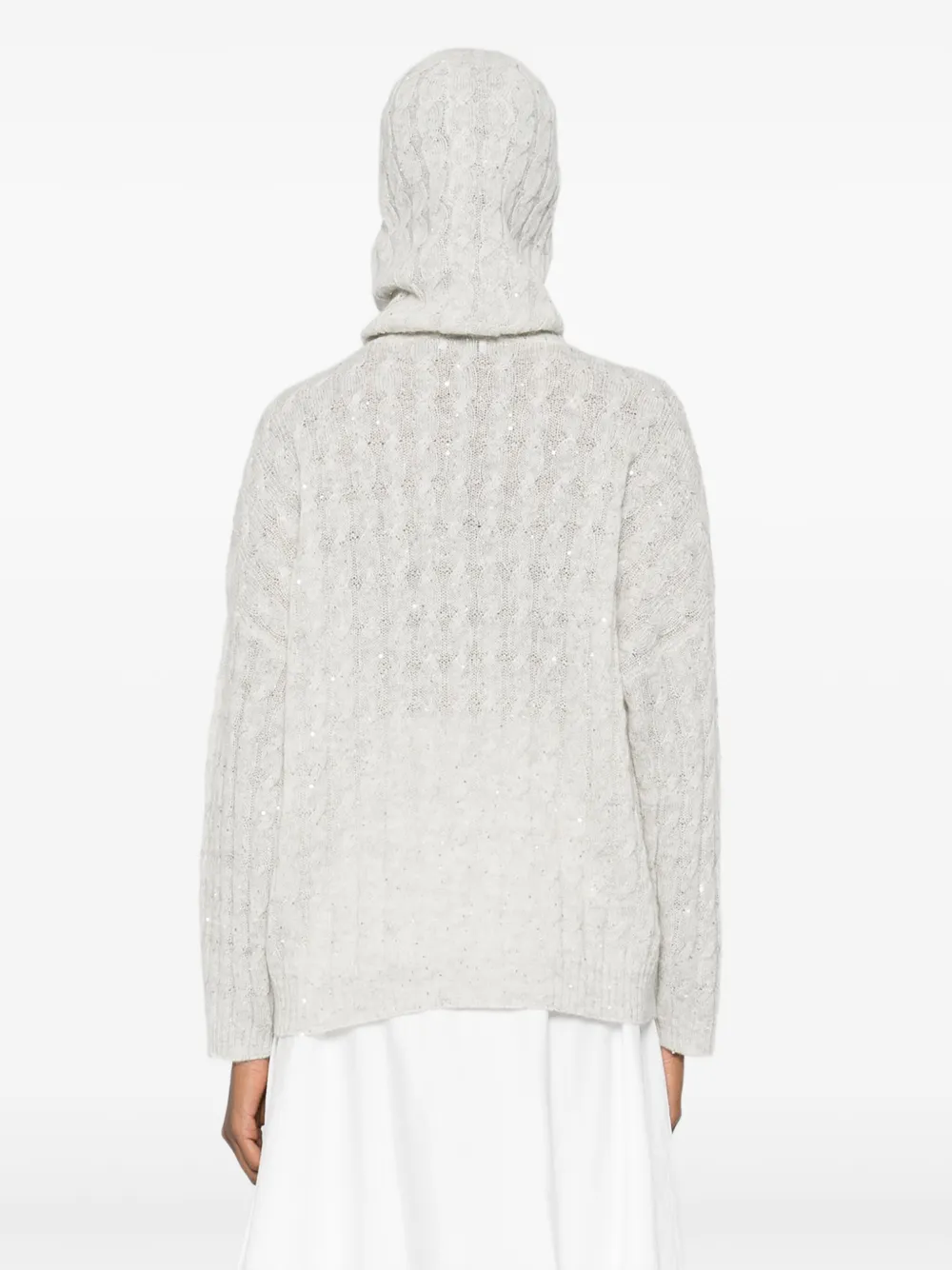 Brunello Cucinelli Cable-knit Sequin-embellished Sweater In Gray