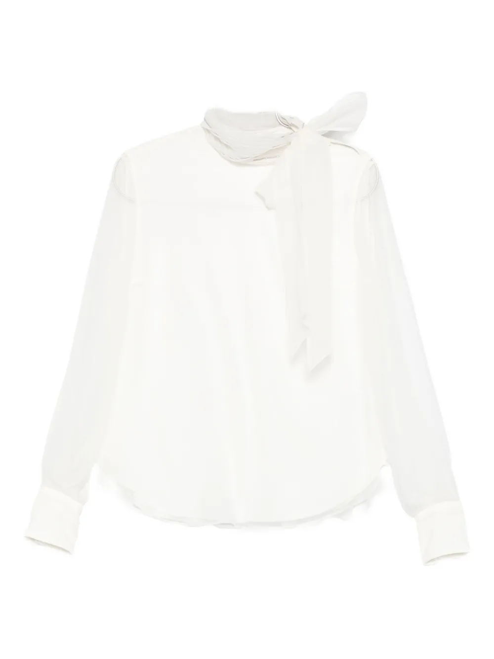 Brunello Cucinelli Bow-detail Long-sleeve Blouse In White